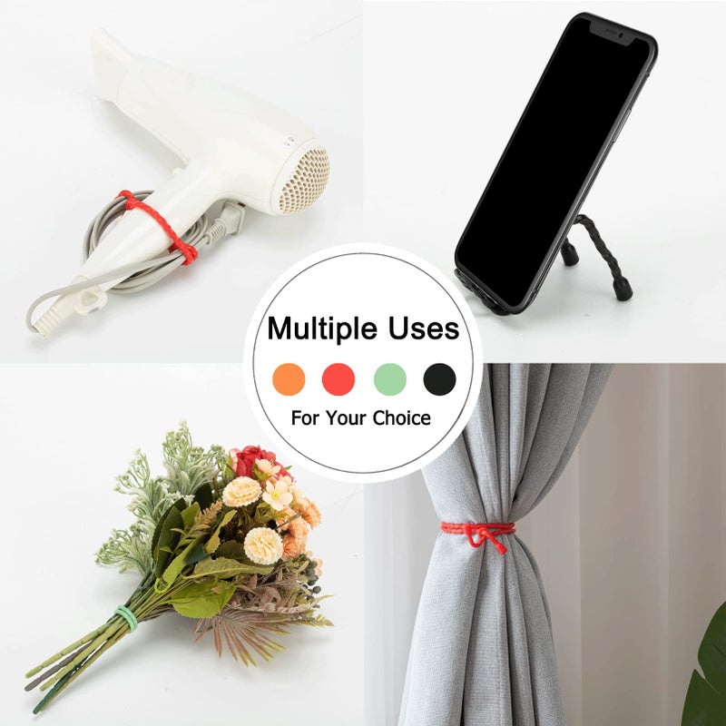 Gesipor 20 Pcs Silicone Cable Ties - Reusable Rubber Twist Ties Bendable Cable Ties For Bundling And Holding, All Purpose Cord Tie For Indoor And Outdoor (4""+6""+12""+18""+24"") - Image 4